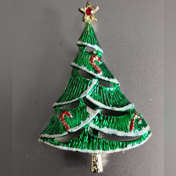 Vintage Christmas Tree Brooch Signed Beatrix - Picture 3 of 10